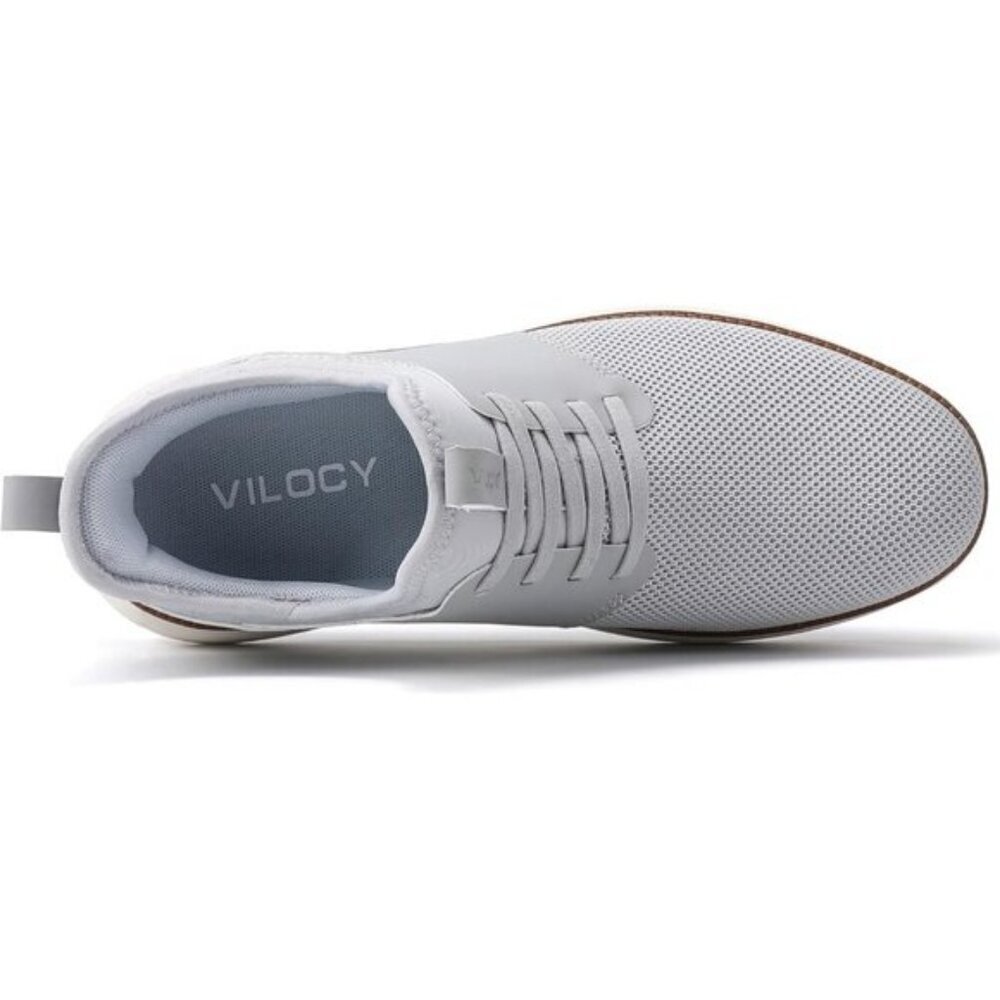⚡VILOCY Men's Light Grey Fashion Dress Oxfords Business Mesh Breathable Sneakers - Picture 4 of 9